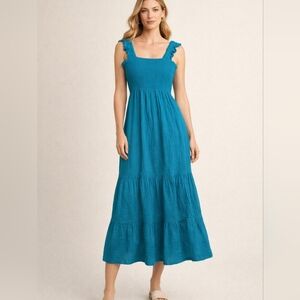 Soma Weekend Teal Smocked Maxi Dress
